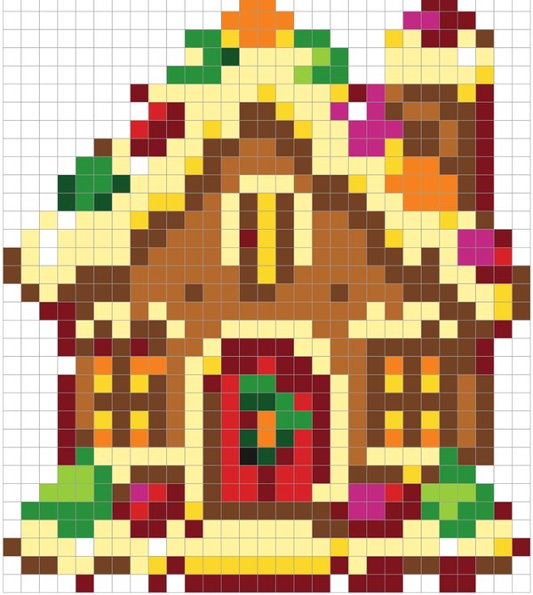 Gingerbread House pixel art color by number